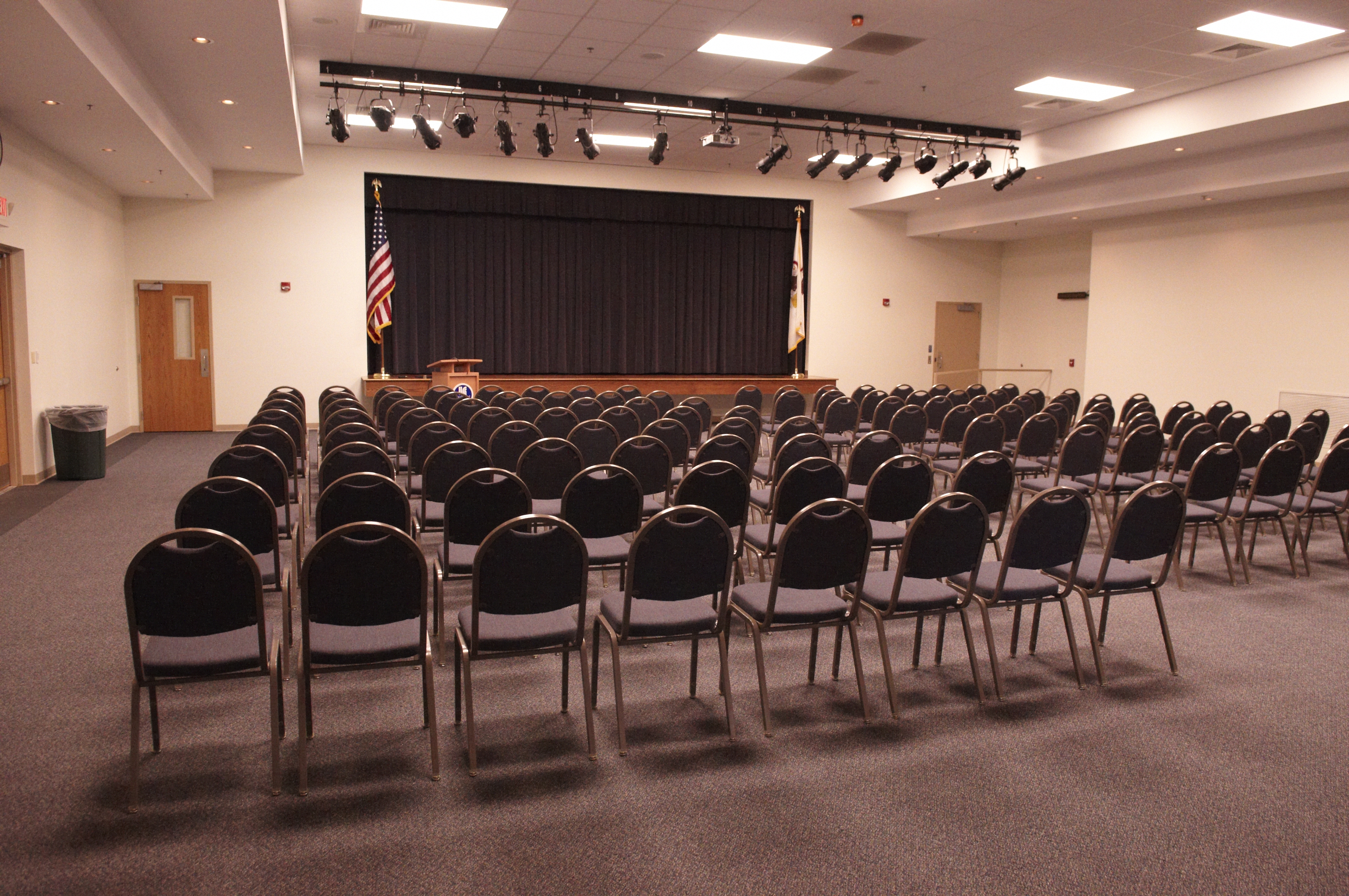 A view of Lincoln Land Community College Auditorium set up for a seminar