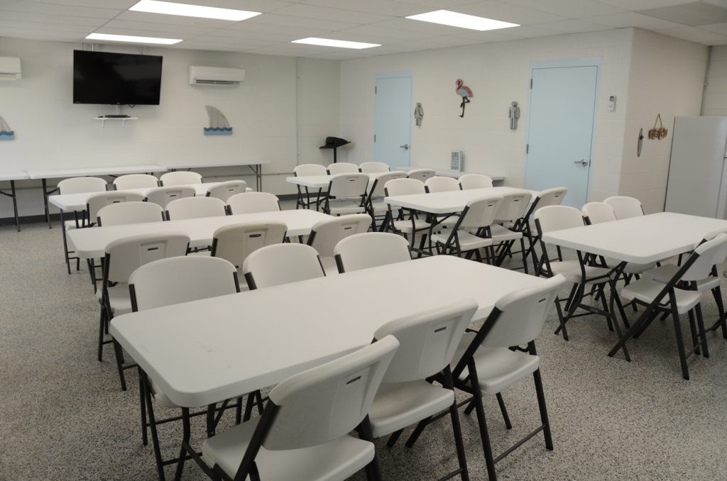 Interior view of the party room at Milnot Beach House.