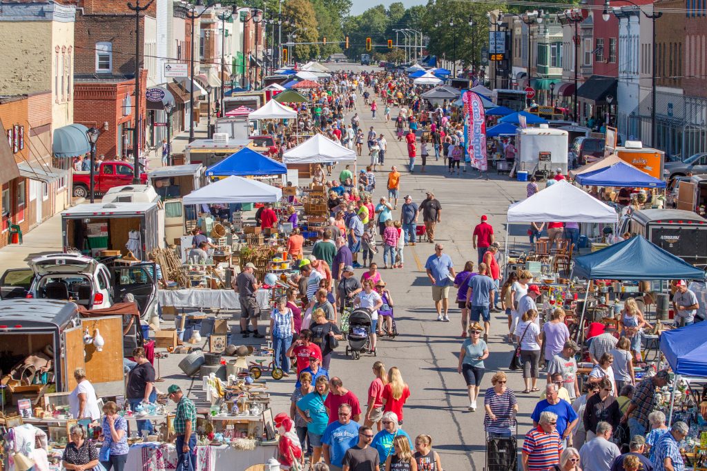 An aerial view of the Litchfield Pickers Market vendor space.